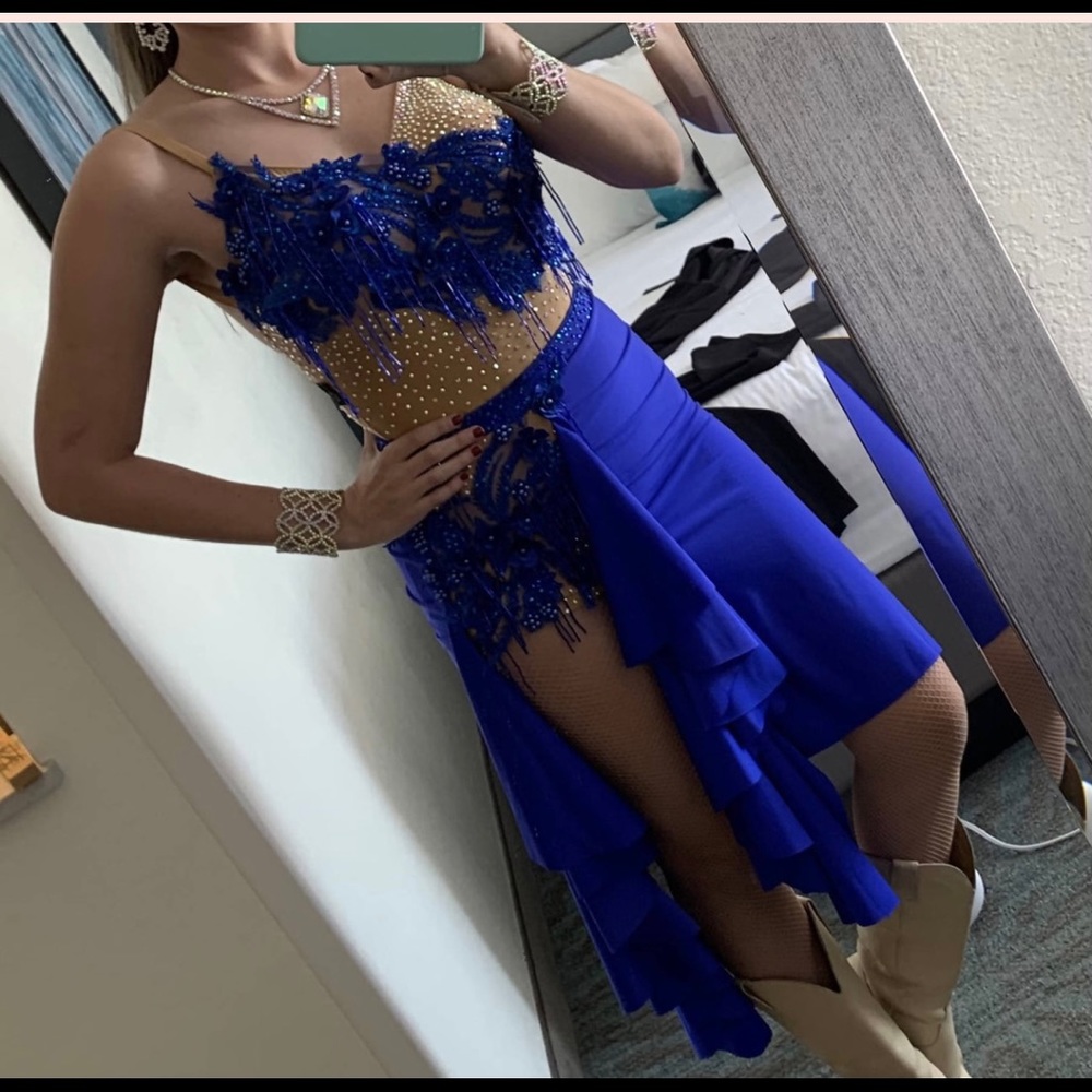 Blue Convertible Latin/Smooth/Rhythm Ballroom Dance Dress Costume